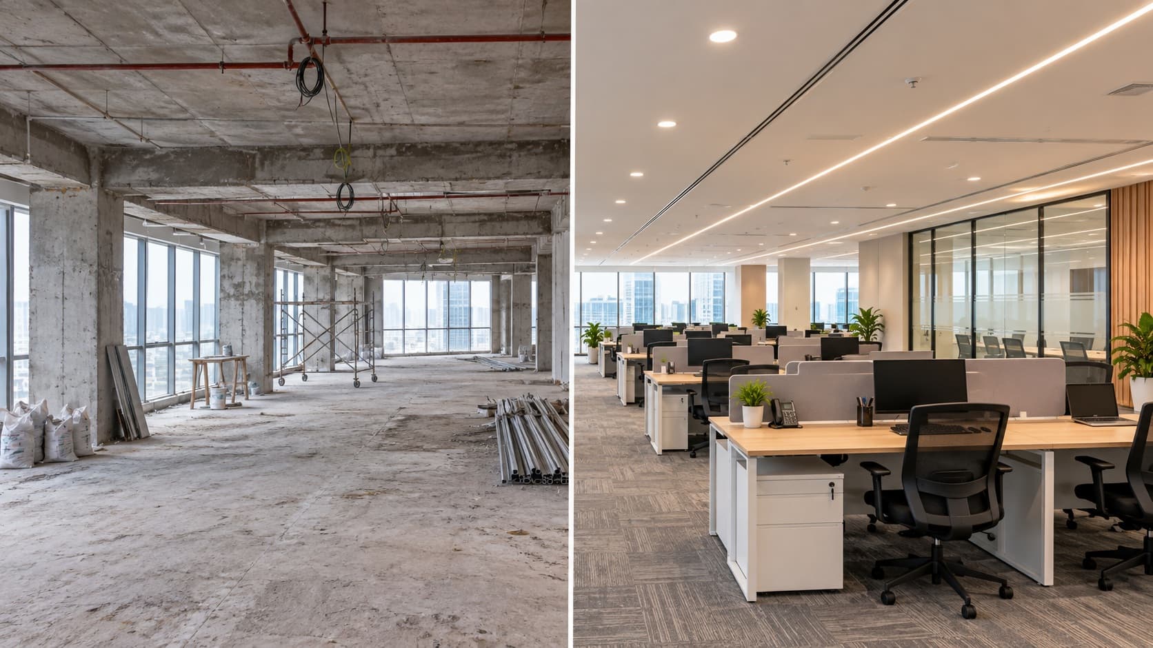 Before and after office transformation